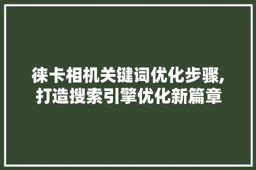 徕卡相机关键词优化步骤,打造搜索引擎优化新篇章