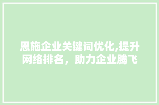 恩施企业关键词优化,提升网络排名，助力企业腾飞
