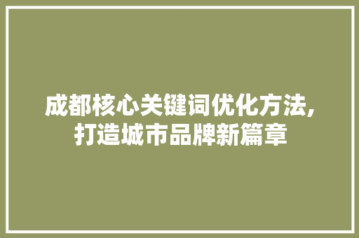 成都核心关键词优化方法,打造城市品牌新篇章 必应SEO