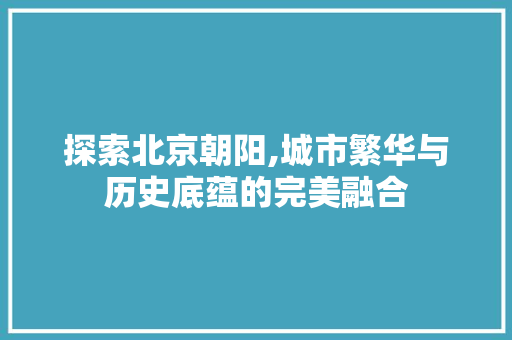 探索北京朝阳,城市繁华与历史底蕴的完美融合
