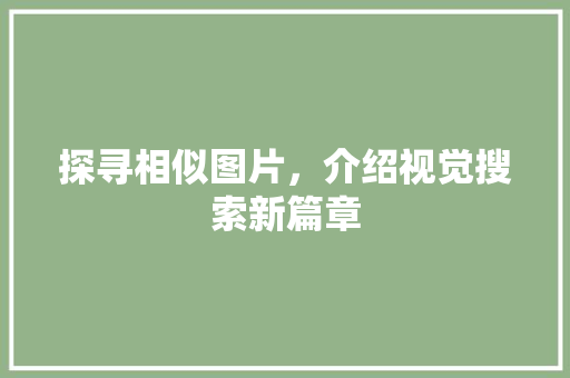 探寻相似图片,介绍视觉搜索新篇章 神马SEO 探寻相似图片,介绍视觉搜索新篇章 神马SEO