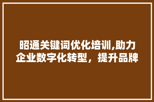 昭通关键词优化培训,助力企业数字化转型，提升品牌影响力