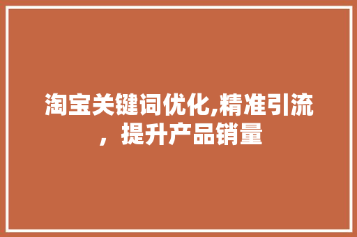 淘宝关键词优化,精准引流，提升产品销量 网站建设公司