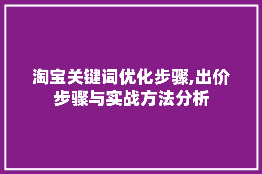 淘宝关键词优化步骤,出价步骤与实战方法分析