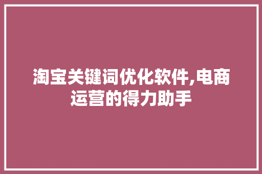 淘宝关键词优化软件,电商运营的得力助手 神马SEO