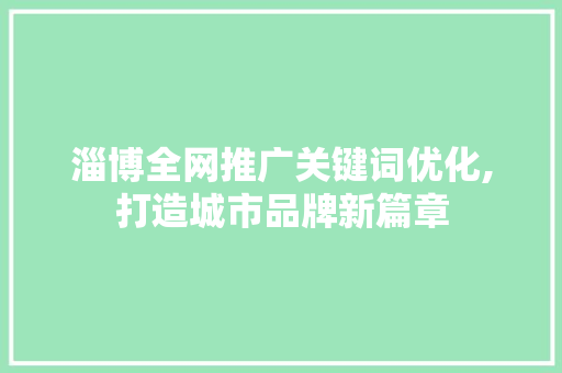 淄博全网推广关键词优化,打造城市品牌新篇章 百度SEO