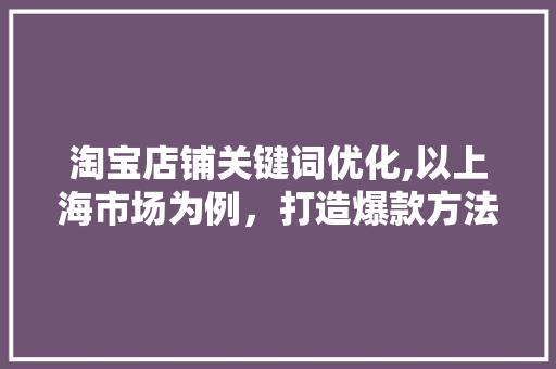 淘宝店铺关键词优化,以上海市场为例，打造爆款方法大公开！