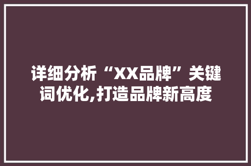 详细分析“XX品牌”关键词优化,打造品牌新高度 搜狗SEO