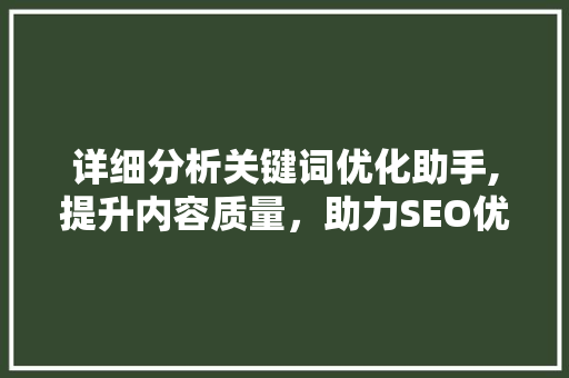 详细分析关键词优化助手,提升内容质量，助力SEO优化 网站建设公司
