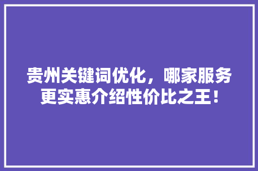 贵州关键词优化，哪家服务更实惠介绍性价比之王！ 网站建设公司