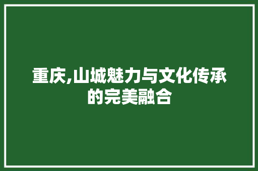 重庆,山城魅力与文化传承的完美融合