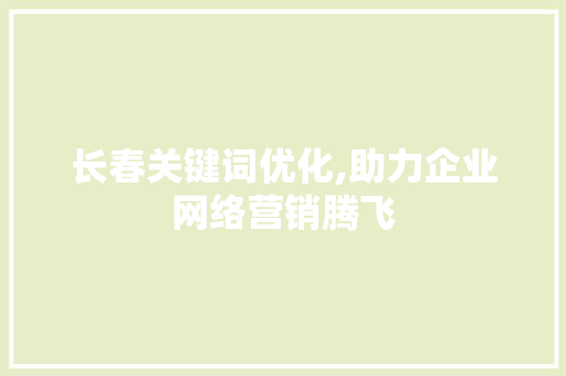 长春关键词优化,助力企业网络营销腾飞 网站建设公司