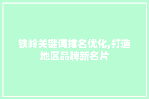 铁岭关键词排名优化,打造地区品牌新名片