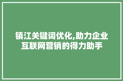 镇江关键词优化,助力企业互联网营销的得力助手 神马SEO