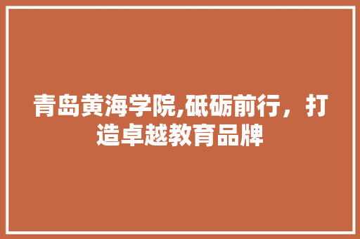 青岛黄海学院,砥砺前行，打造卓越教育品牌