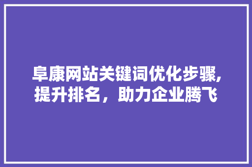 阜康网站关键词优化步骤,提升排名，助力企业腾飞 百度SEO