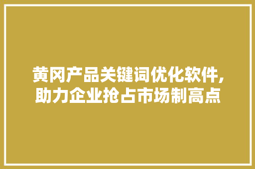 黄冈产品关键词优化软件,助力企业抢占市场制高点