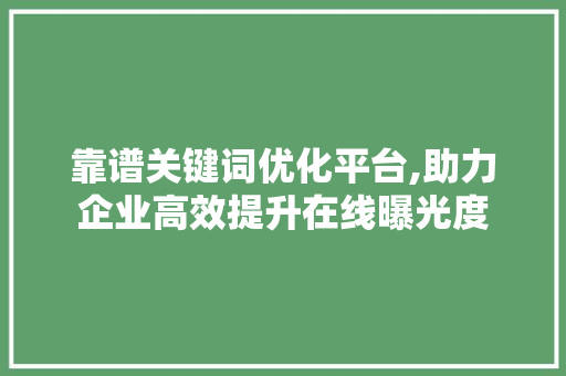 靠谱关键词优化平台,助力企业高效提升在线曝光度 搜狗SEO