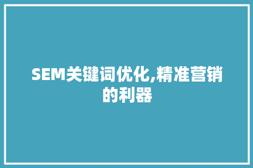 SEM关键词优化,精准营销的利器 神马SEO