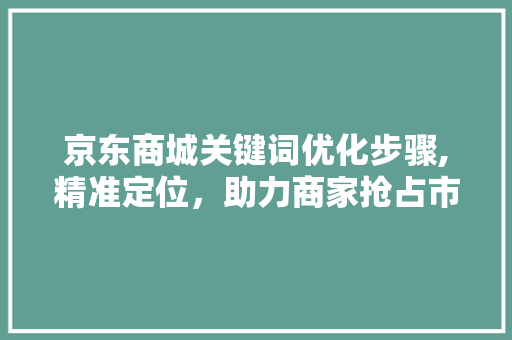 京东商城关键词优化步骤,精准定位，助力商家抢占市场先机 神马SEO
