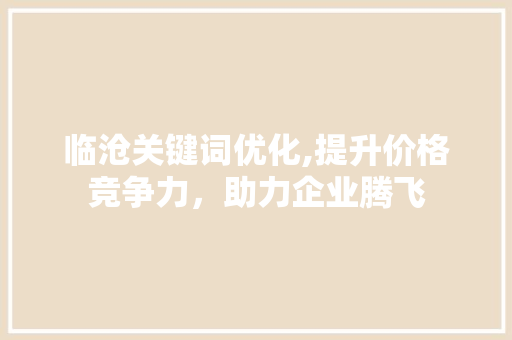 临沧关键词优化,提升价格竞争力，助力企业腾飞 搜狗SEO
