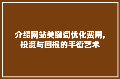 介绍网站关键词优化费用,投资与回报的平衡艺术 百度SEO