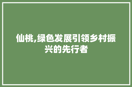 仙桃,绿色发展引领乡村振兴的先行者