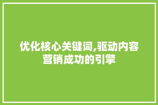优化核心关键词,驱动内容营销成功的引擎 必应SEO