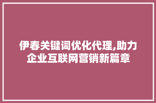 伊春关键词优化代理,助力企业互联网营销新篇章 搜狗SEO