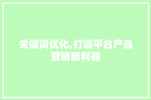关键词优化,打造平台产品营销新利器