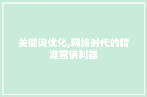 关键词优化,网络时代的精准营销利器