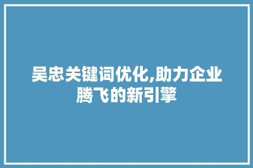 吴忠关键词优化,助力企业腾飞的新引擎 百度SEO