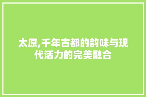 太原,千年古都的韵味与现代活力的完美融合 神马SEO