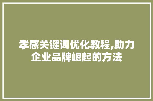 孝感关键词优化教程,助力企业品牌崛起的方法 必应SEO