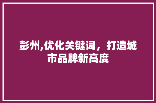 彭州,优化关键词，打造城市品牌新高度 百度SEO
