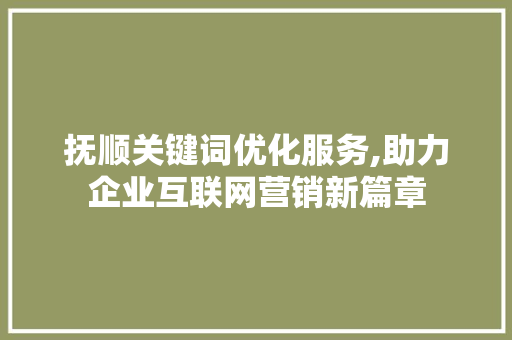 抚顺关键词优化服务,助力企业互联网营销新篇章