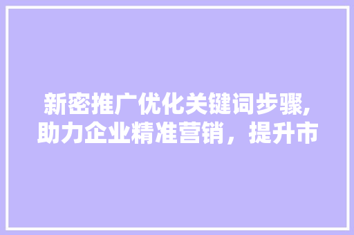 新密推广优化关键词步骤,助力企业精准营销，提升市场竞争力 百度SEO
