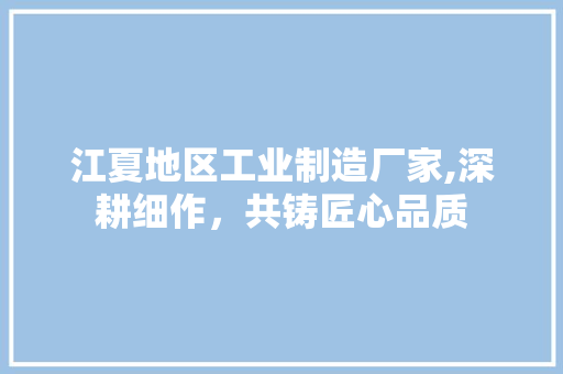 江夏地区工业制造厂家,深耕细作，共铸匠心品质