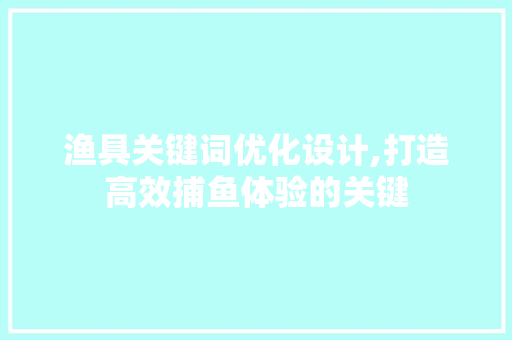 渔具关键词优化设计,打造高效捕鱼体验的关键 搜狗SEO
