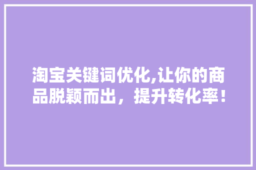 淘宝关键词优化,让你的商品脱颖而出，提升转化率！ 百度SEO