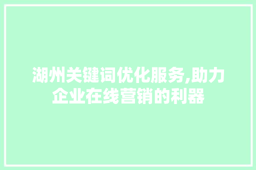 湖州关键词优化服务,助力企业在线营销的利器 必应SEO