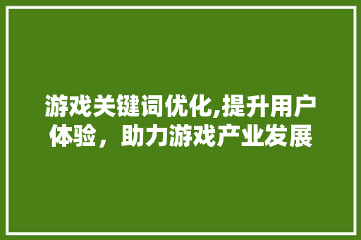 游戏关键词优化,提升用户体验，助力游戏产业发展 必应SEO