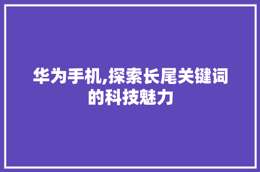 华为手机,探索长尾关键词的科技魅力 神马SEO