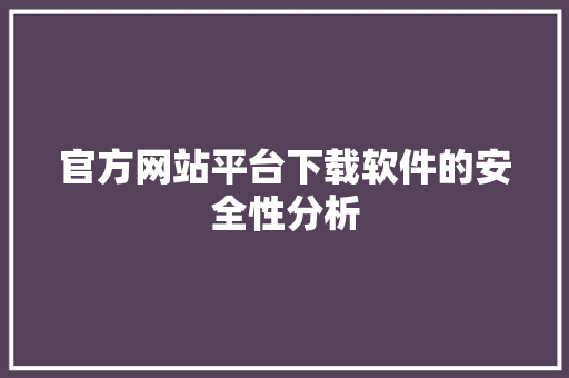 官方网站平台下载软件的安全性分析 SEO关键词
