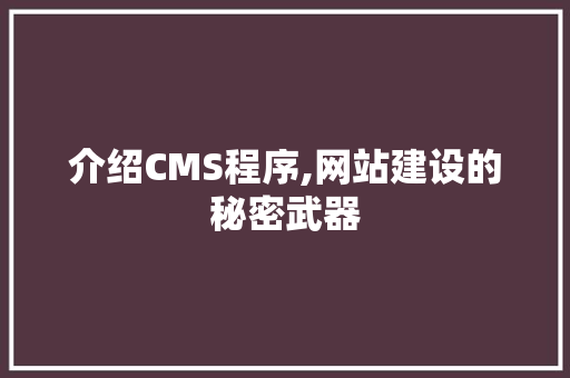 介绍CMS程序,网站建设的秘密武器 网站建设公司