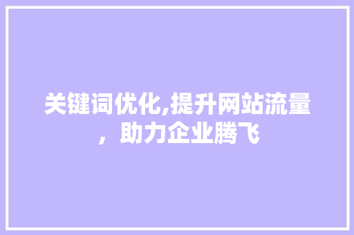关键词优化,提升网站流量，助力企业腾飞 SEO关键词