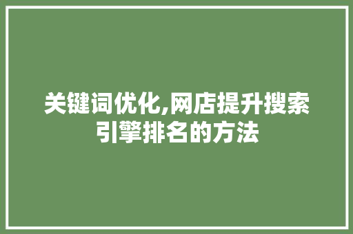 关键词优化,网店提升搜索引擎排名的方法