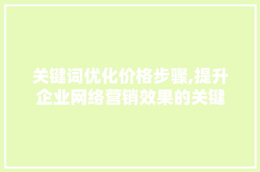 关键词优化价格步骤,提升企业网络营销效果的关键 必应SEO