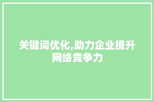 关键词优化,助力企业提升网络竞争力 神马SEO