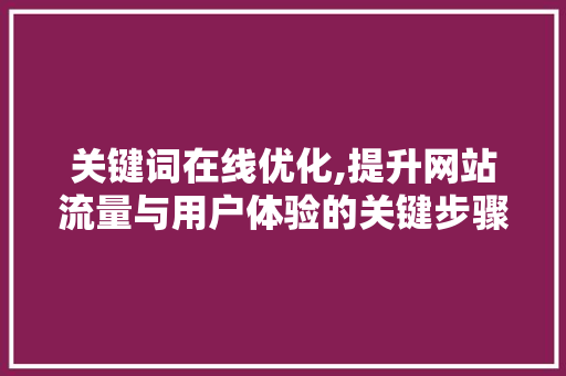 关键词在线优化,提升网站流量与用户体验的关键步骤 SEO关键词